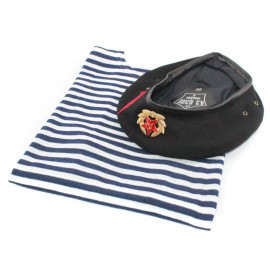 Soviet NAVY / Russian marines striped t-shirt, vest and Beret hat