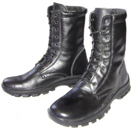 Black leather tactical Russian airsoft high boots